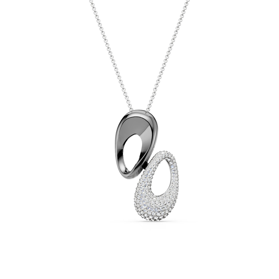 Golay collana pendente bicolore bianco e nero con pave&