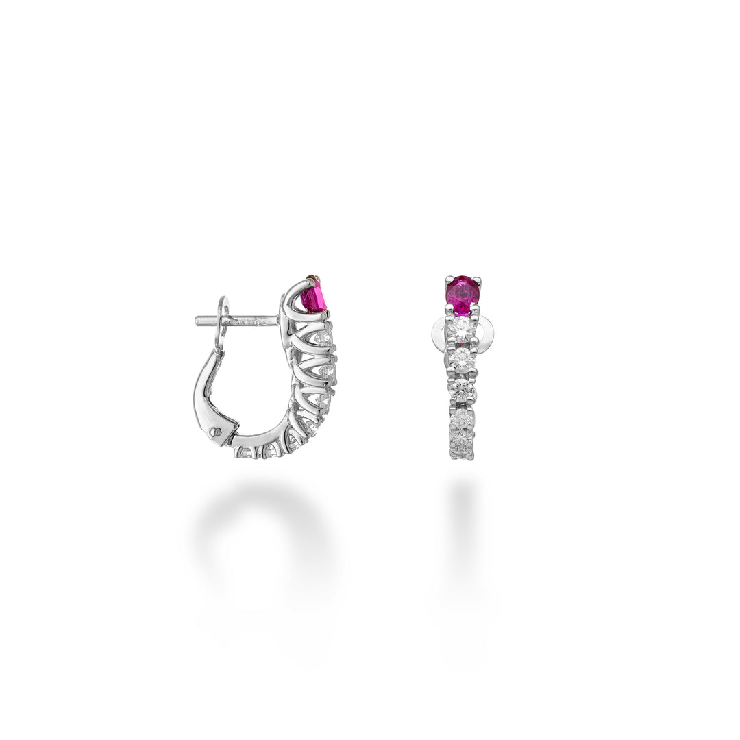Cercei scalari cu rubin oval Golay 5x4 diamante rotunde OCLS490DRU54-24270110106