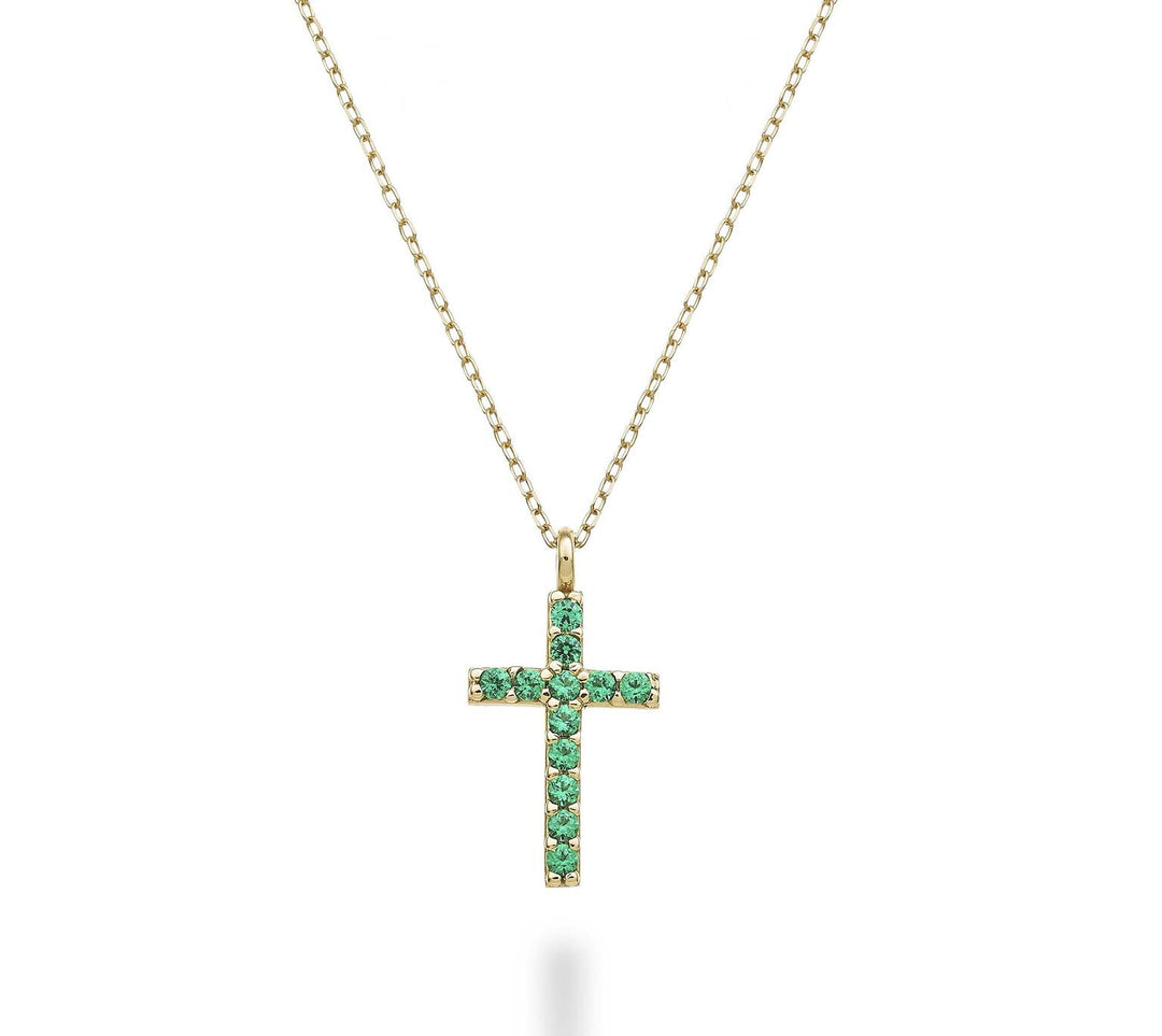 Nihama cl 18k kruis maat 4 geel goud met smaragden 0,20 ct NDCRO4O1SMR