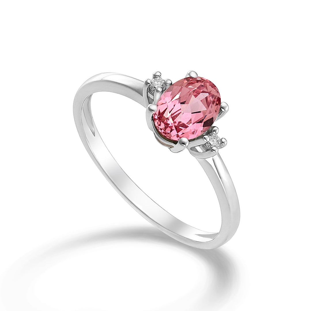 Nihama en 18k oval pink safir 7x5 ct.0,80 diam. ct.0.03 NA5073O4ZFRP