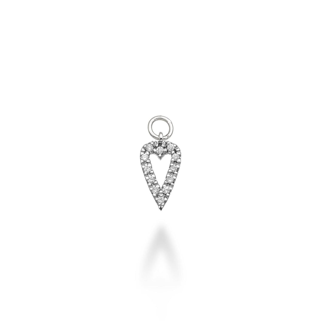 Breloc inimă mică alungită World Diamond Group aur alb de 18k 0,06 ct GCH214DIO4