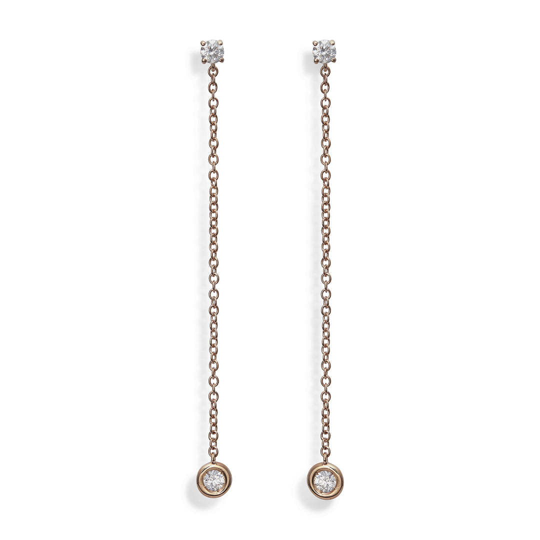 World Diamond Group ou corrente de moldura redonda 18k ct.0.34 5,5 cm rosé GO5073O3BR034