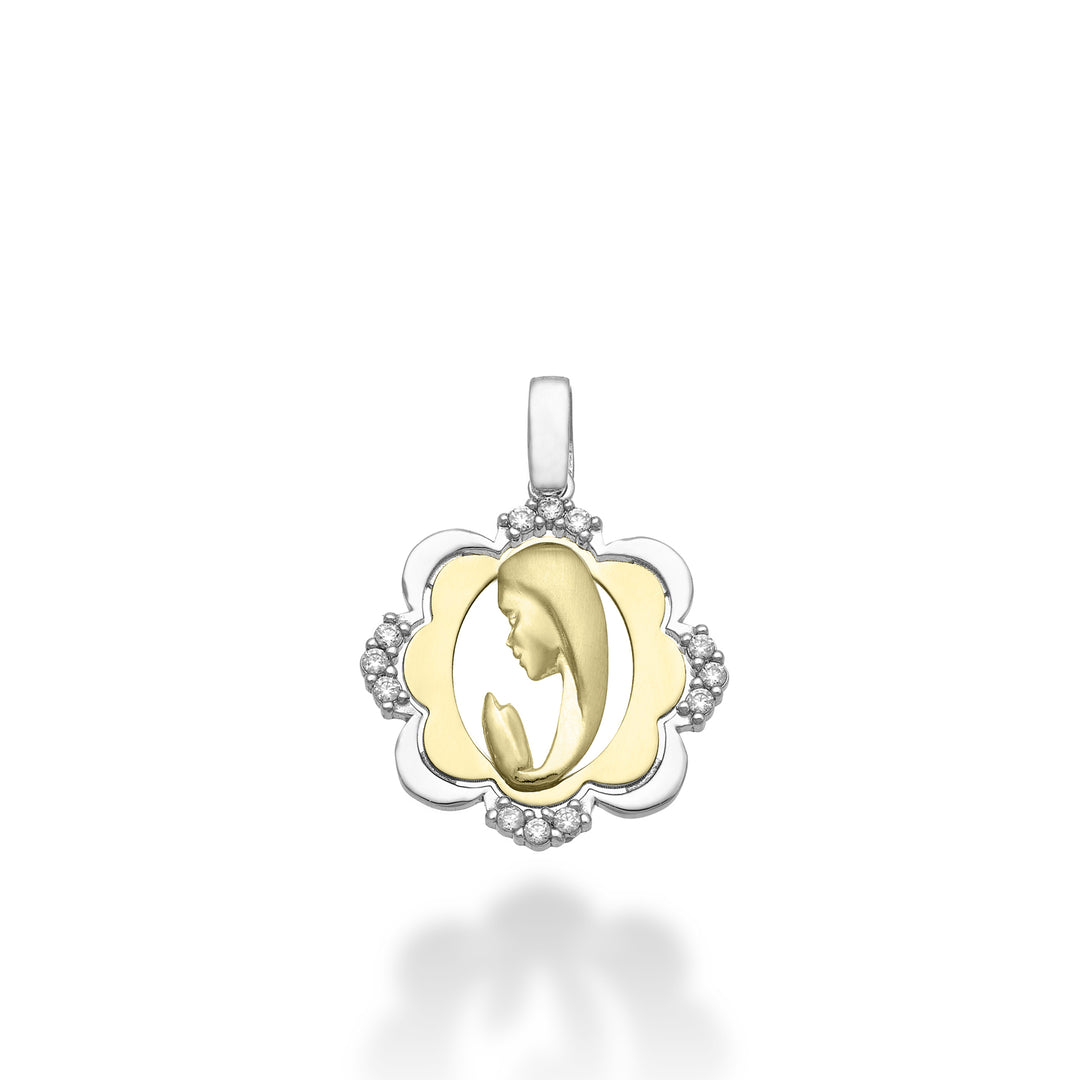 Mikiko pe 18k 0,10 ct Madonna rukoileva valkoinen/keltakulta 1,6 cm MP5029O7BR010
