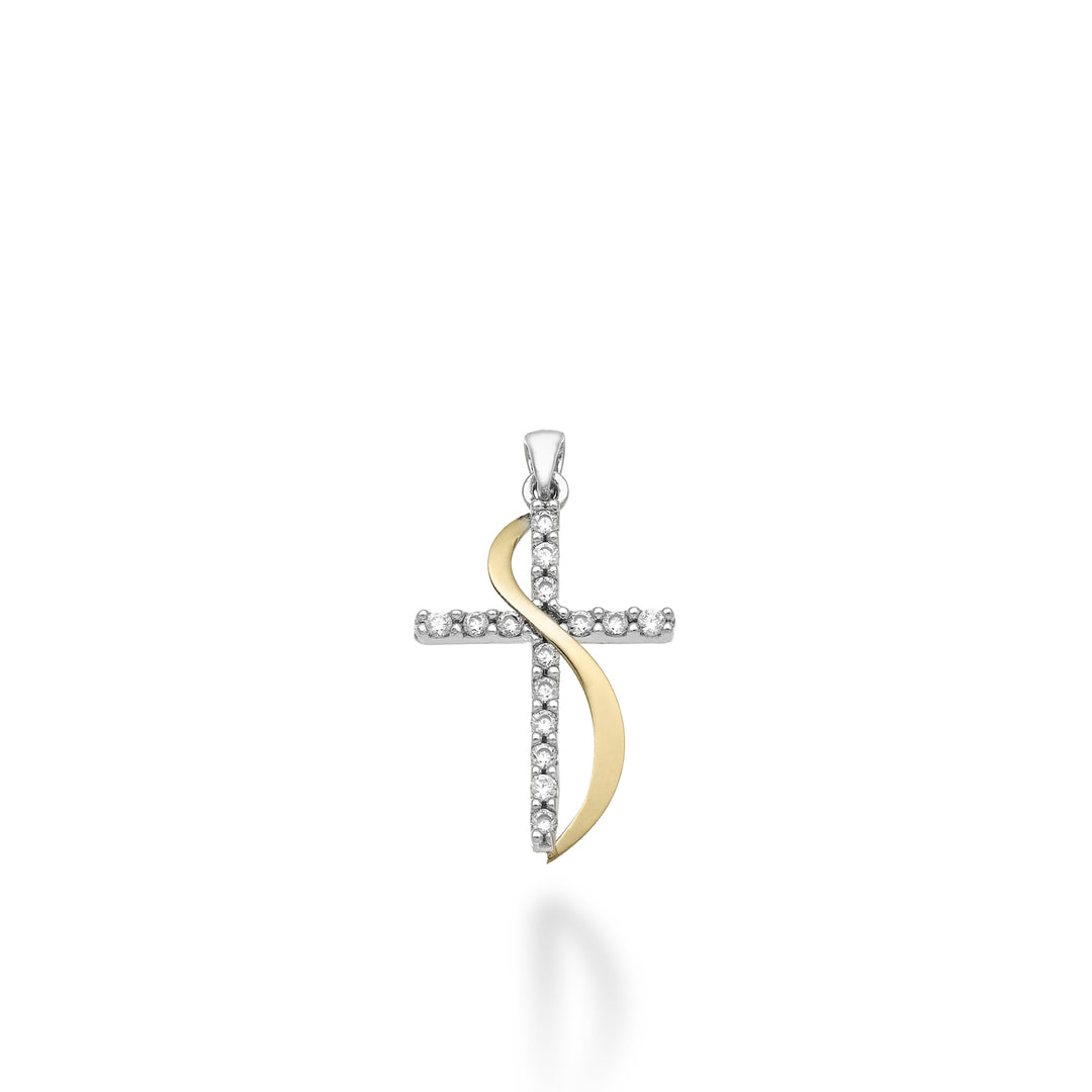 Nihama pe 18k 0,15 ct krzyż z białego/żółtego złota 1,7 cm NP5019O7BR015