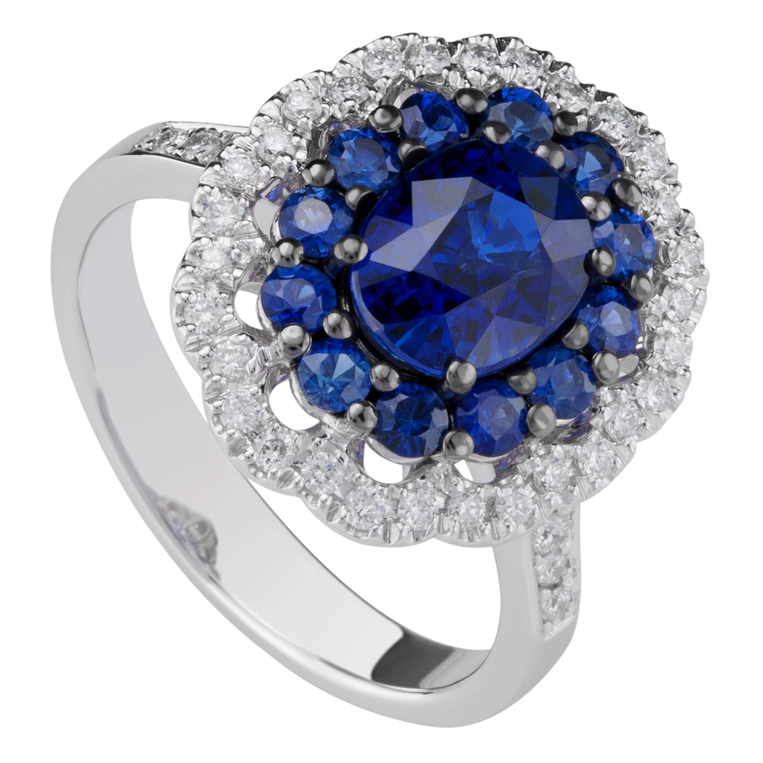 Inel oval Golay safir 8x6 dublu contur safir+diam ACLC051ZBDI-21193110122