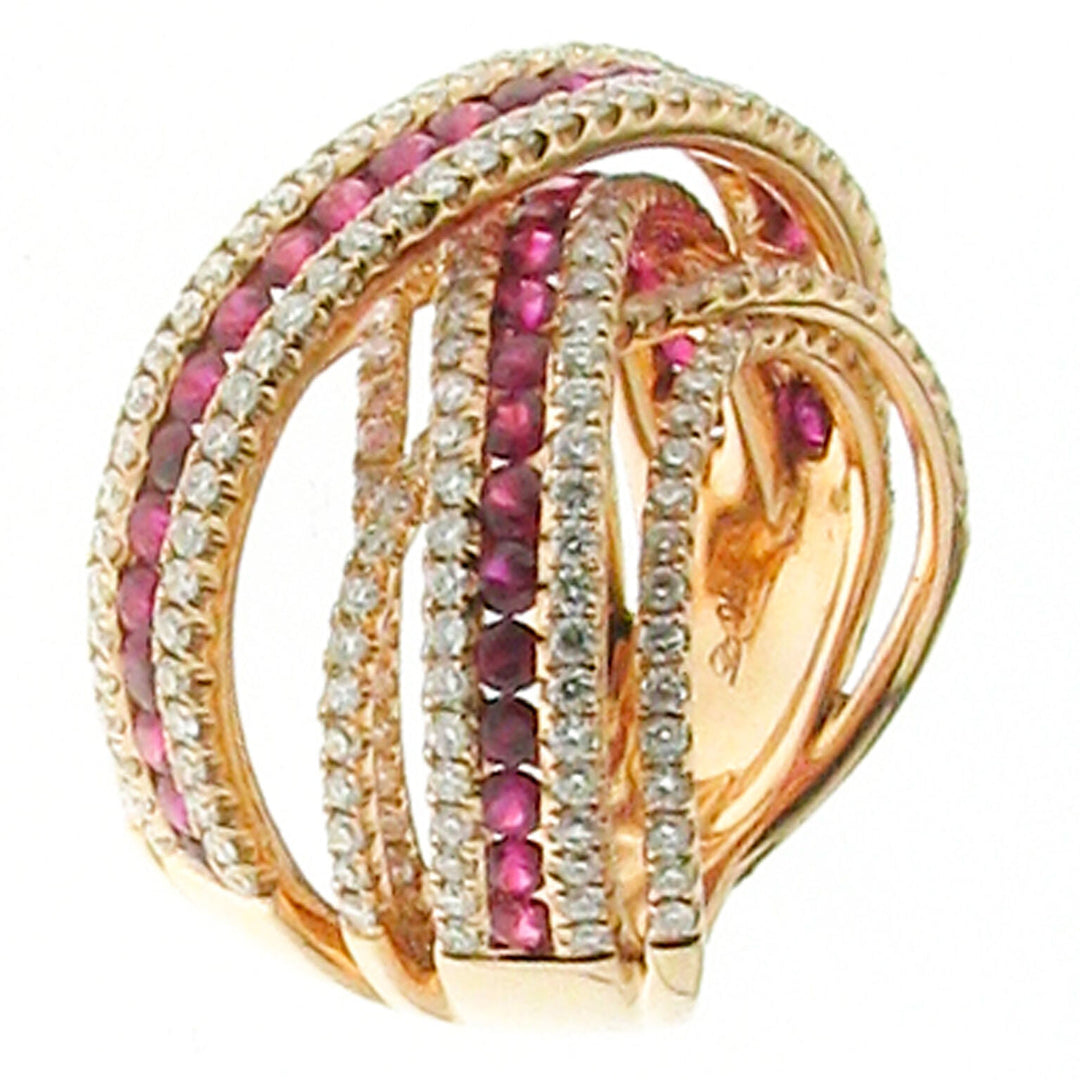 Bague multiple Golay diamants et rubis or rose AEVR59-836-16047000064