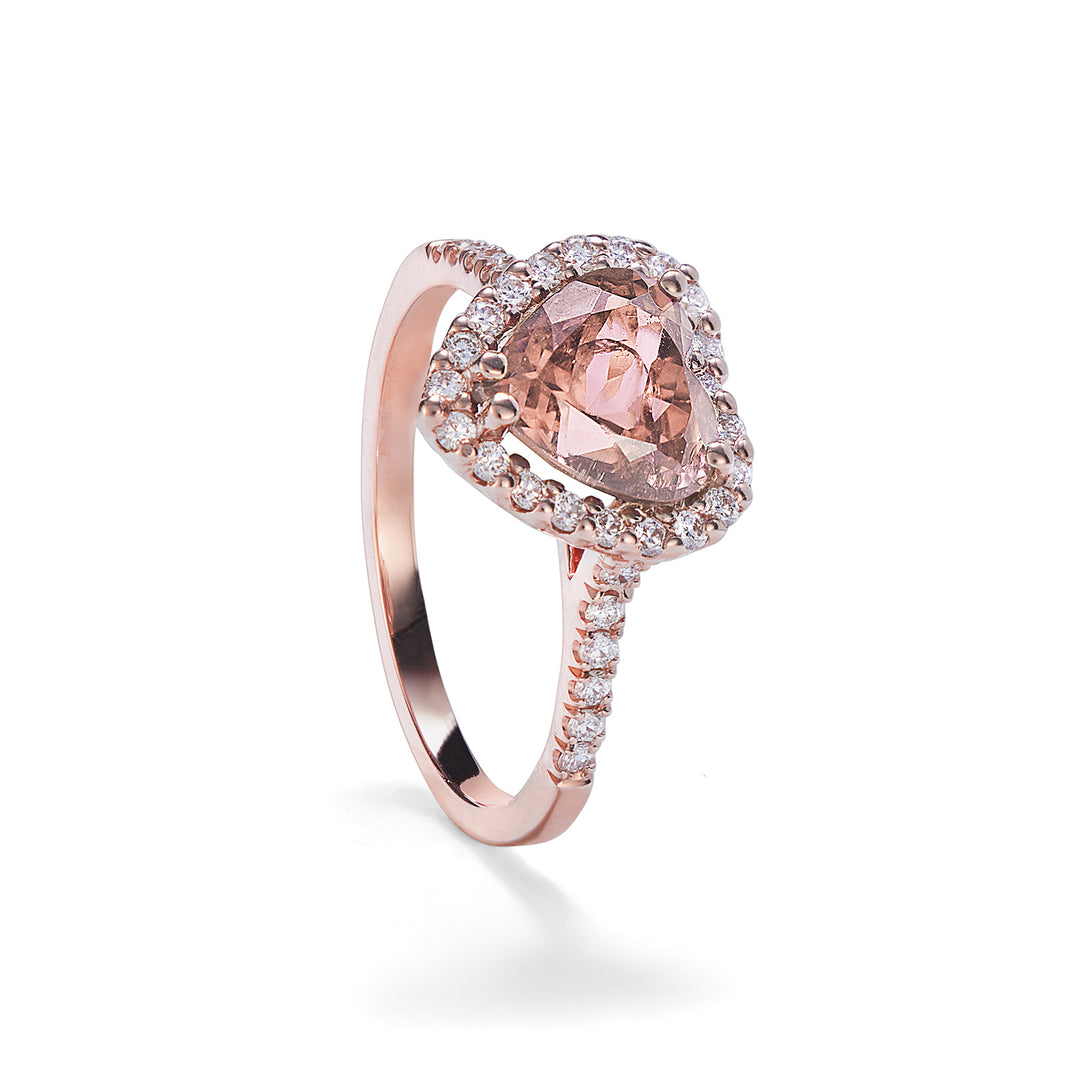 World Diamond Group tunn diamant- och morganitring 7x7 hjärtform ACLC061DIMO2-24064110067