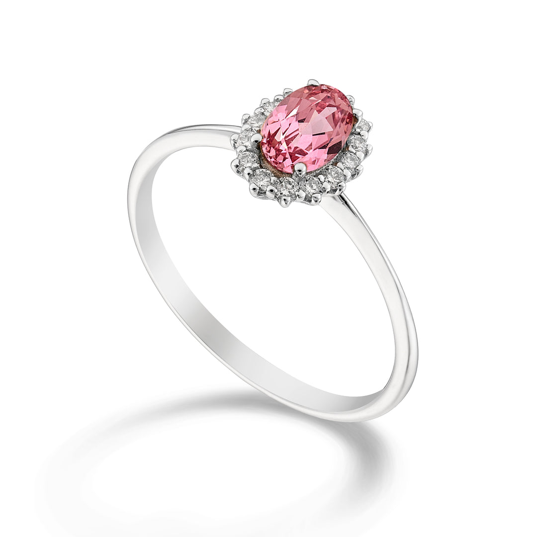 Mikiko een 18k ovale roze saffier 6x4 ct.0.60 diam. ct.0,13 MA5141O4ZFRP