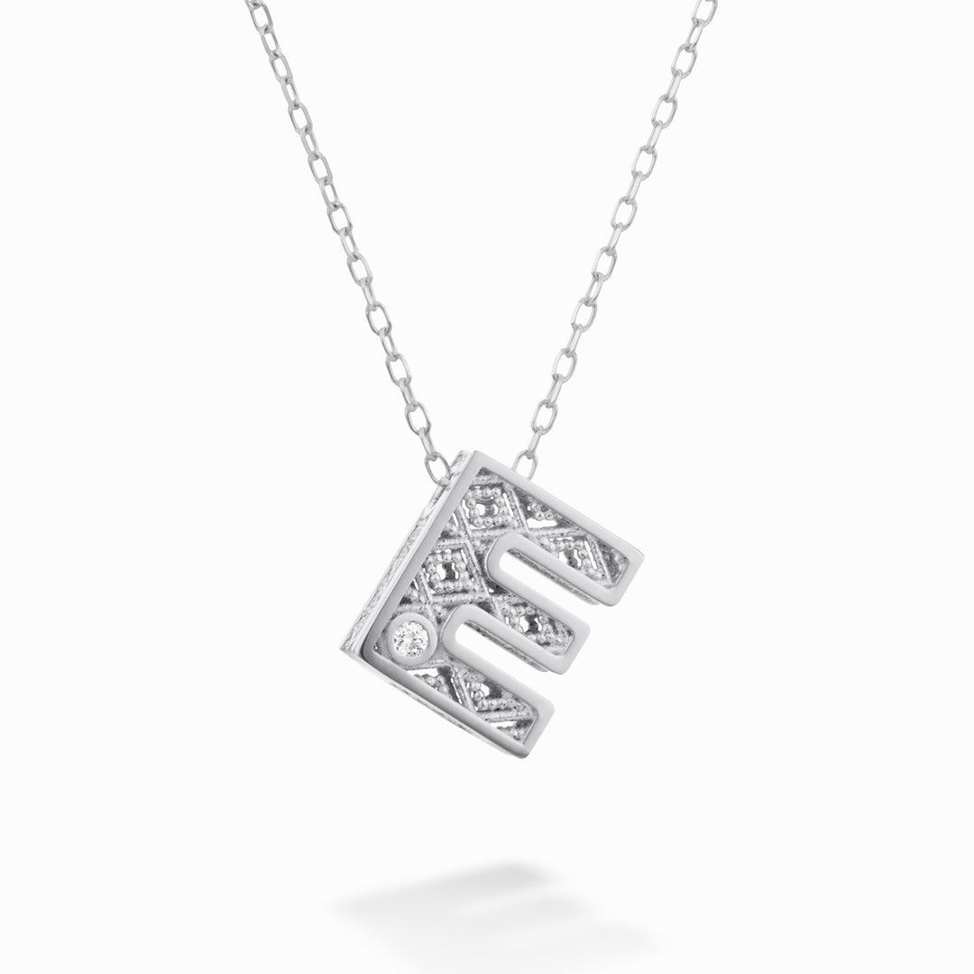 Mikiko cl 18k γράμμα και λευκόχρυσο διάμ. ct.0,01 MDLETEO4