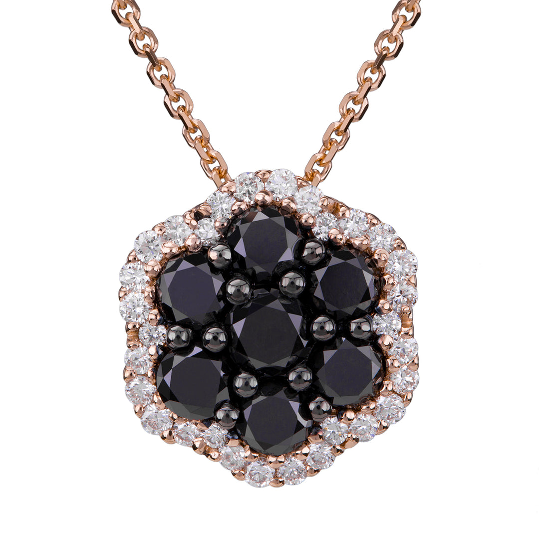 Golay-Blumenhalskette mit schwarzen Diamanten und Kontur d. weiß PPV007DIBK-18075110033