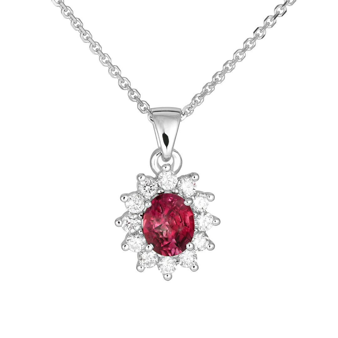 Golay náhrdelník s 5x4 oválným rubínovým přívěskem a diamanty PCL021WDIRU-22258110058