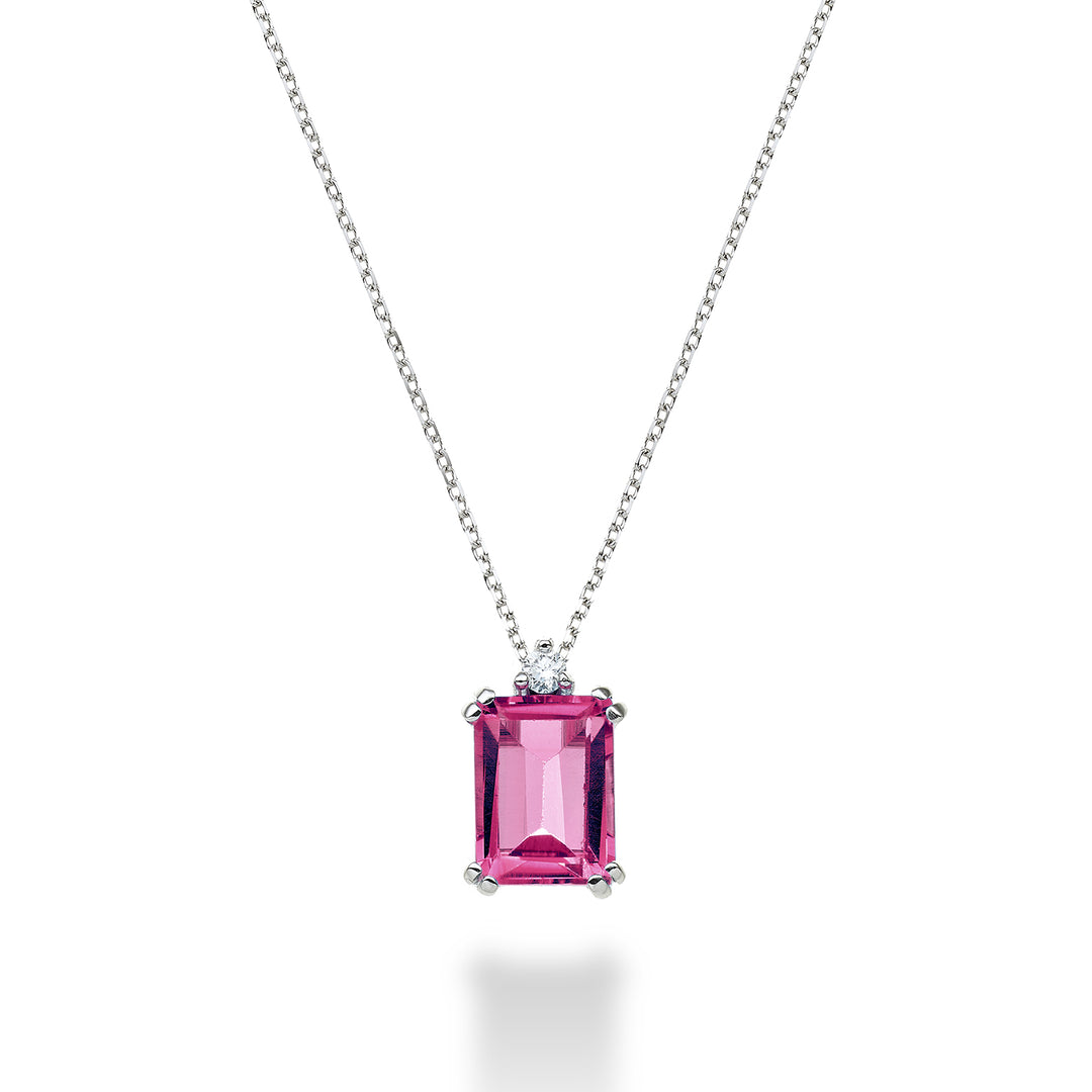 Nihama cl 18k οκτάγωνο ροζ τοπάζι 8x6 ct.1,90 διάμ. ct.0,03 NPCL090DITPPK3O4