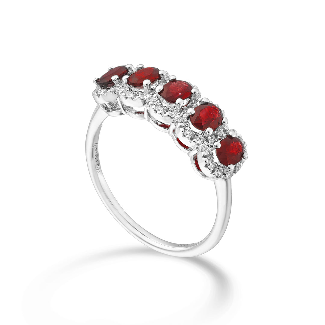 Nihama uma pedra de rubi natural de 18k 5. oval 4x3 ct. 1,00 diâm. 0,24 ct NA5195O4RUN43