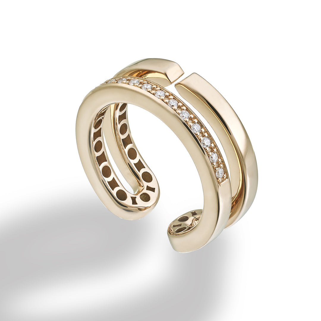 Golay fantasy ring i 18 karat rosa guld med diamanter, størrelse 14 GAN031O3DI-14