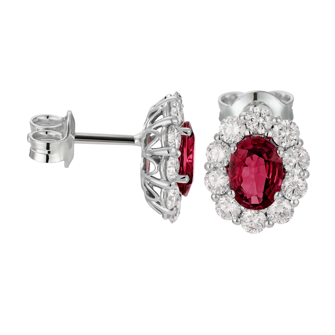 Golay oval ruby earrings 7x5 and diamonds OCL045DIRU-22301110034