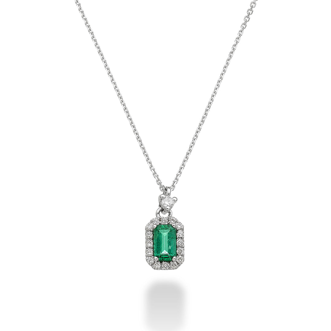 Golay achthoekige ketting met smaragd 5x3 en diamanten PCL072DISM1-23193110150