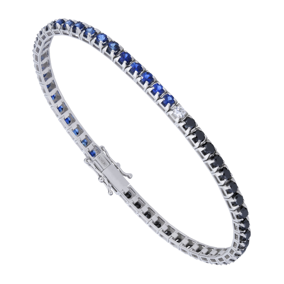 Pulseira de tênis Golay preta e safira com mancha branca BTQ060DBKZB20-20069110021