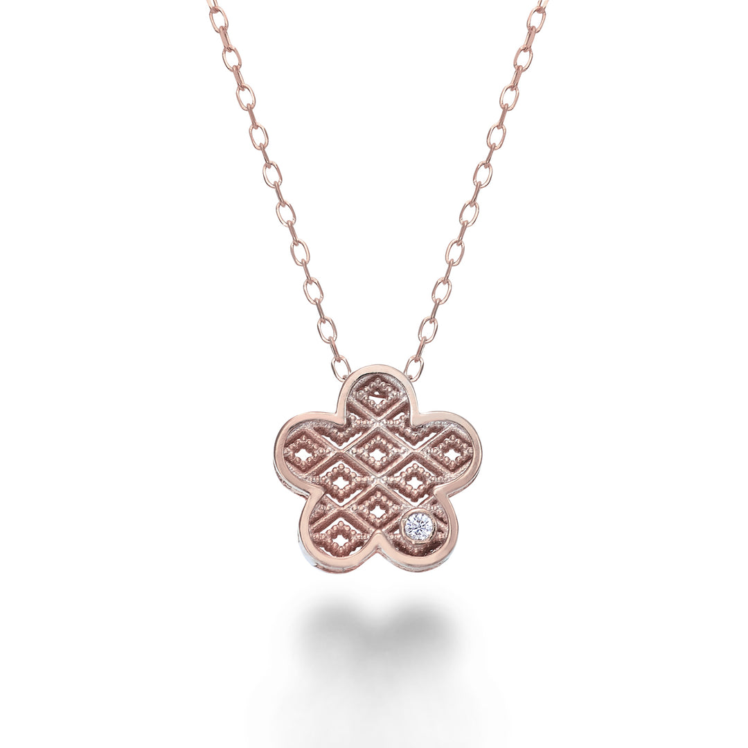 Nihama cl fleur en or rose 18 carats diam. ct.0,01 NDFIOREO3