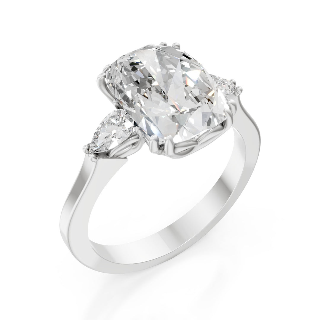 X-Diamond en 18kt lab g.d. samlet ct. 3,34 cent. ct. 3,03 pude - side drops ct. 0,31 LXDAPU089O4CSBI334