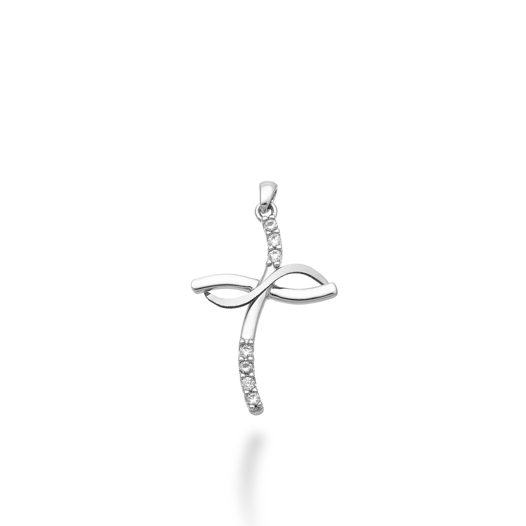 Krzyżyk z białego złota Nihama 18k 0,07 ct 1,9 cm NP5013O4BR007