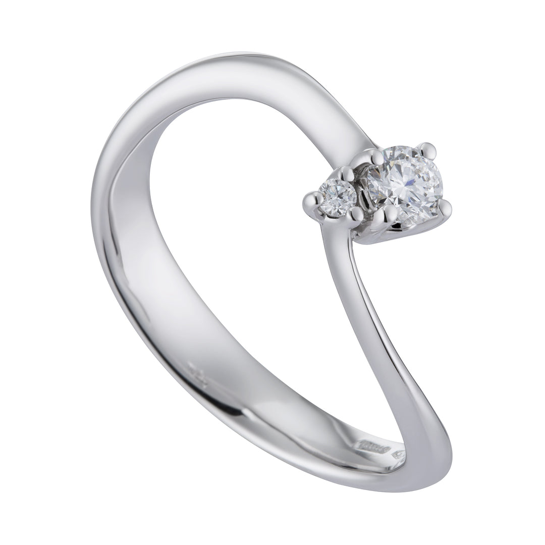 Anel solitário de diamante duplo World Diamond Group ASL023DI1-17264110036