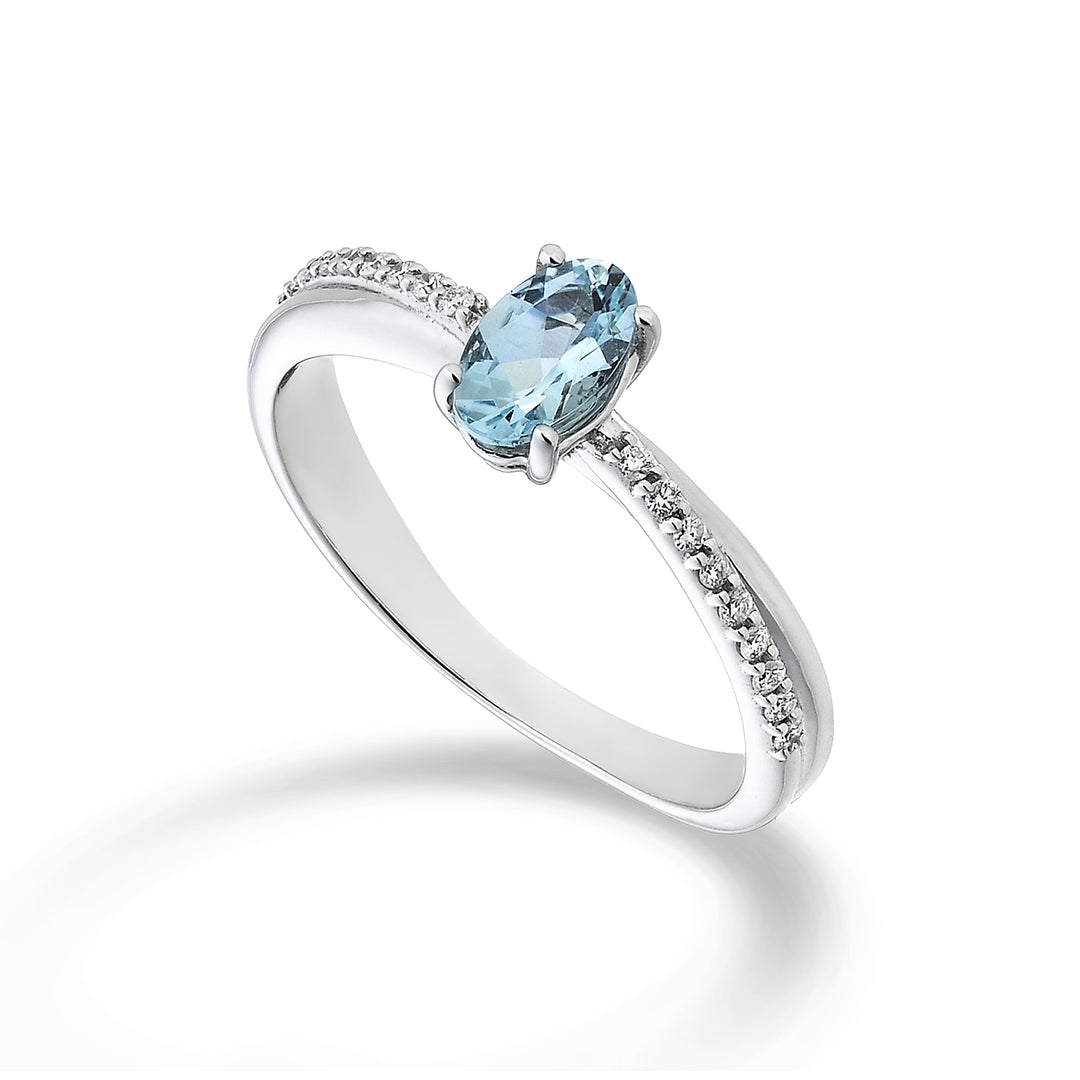 Nihama un acvamarin oval 18k 6x4 ct.0,30 diam. ct.0.07 NA5103O4AM