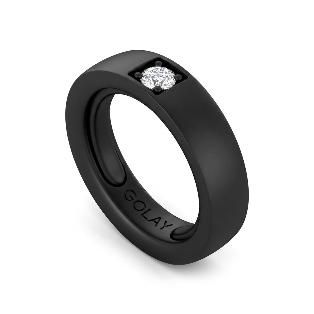 World Diamond Group černý titanový prsten s 0,25ct diamantem adaptabilní s ložisky od 19 do 24 GAN032DINE-1924