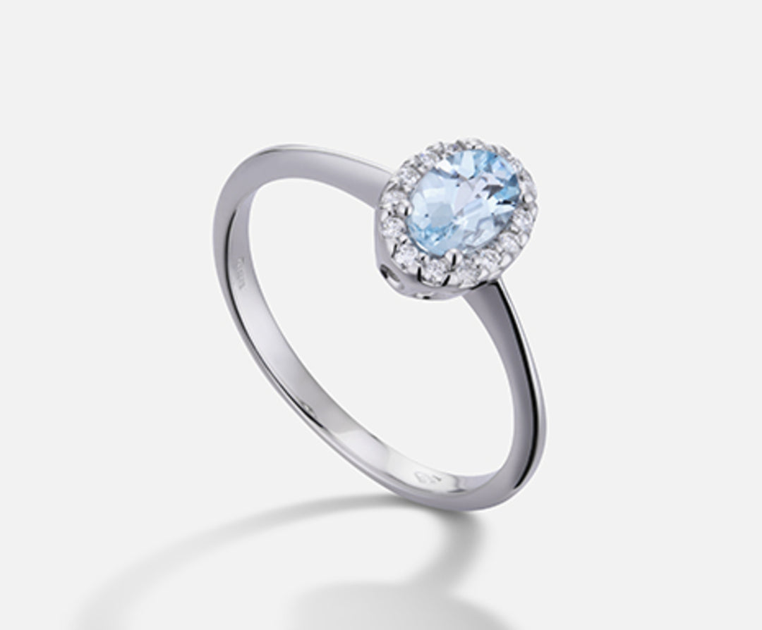 Nihama un acvamarin oval de 18k 6x4 ct.0.30 dia ct.0.09 NA5115O4AM