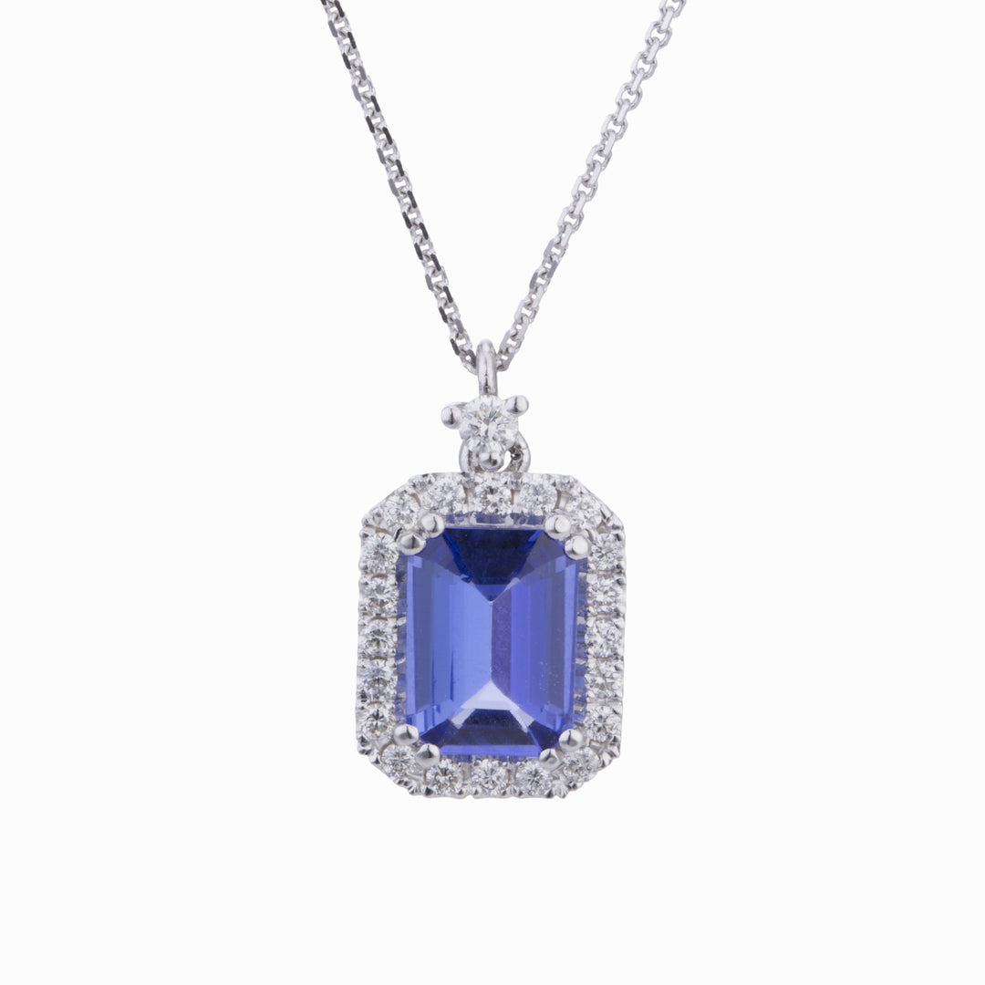 Golay octagonal tanzanite necklace 8x6 diamond outline PCL072DITZ4-23073110020