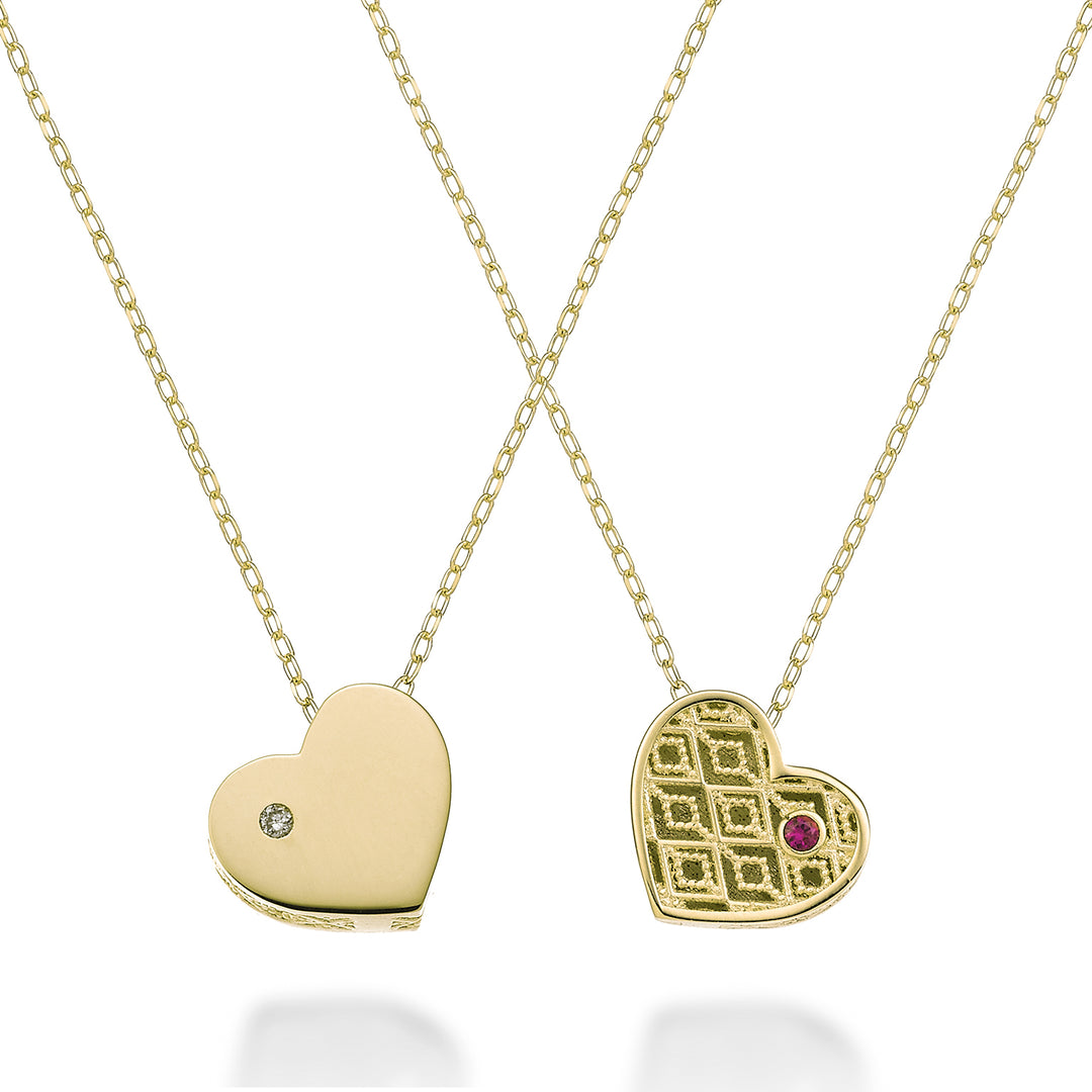 Nihama cl 18k inimă mică o parte aur galben lustruit diam. 0,005 ct rubin 0,005 ct NDCUOREPLO1