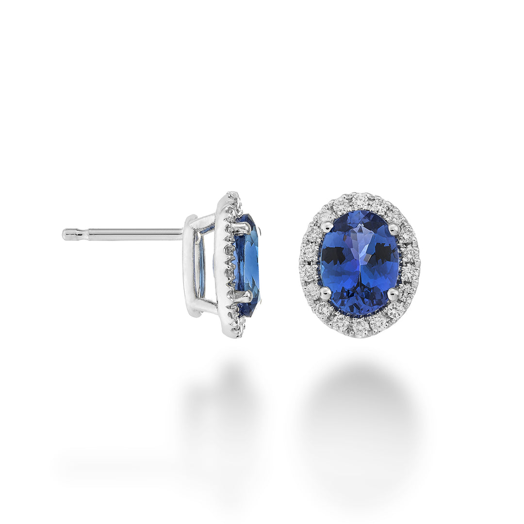 Golay tanzanit øreringe 8x6 ovale og diamanter OCL070DITZ68-23166110374