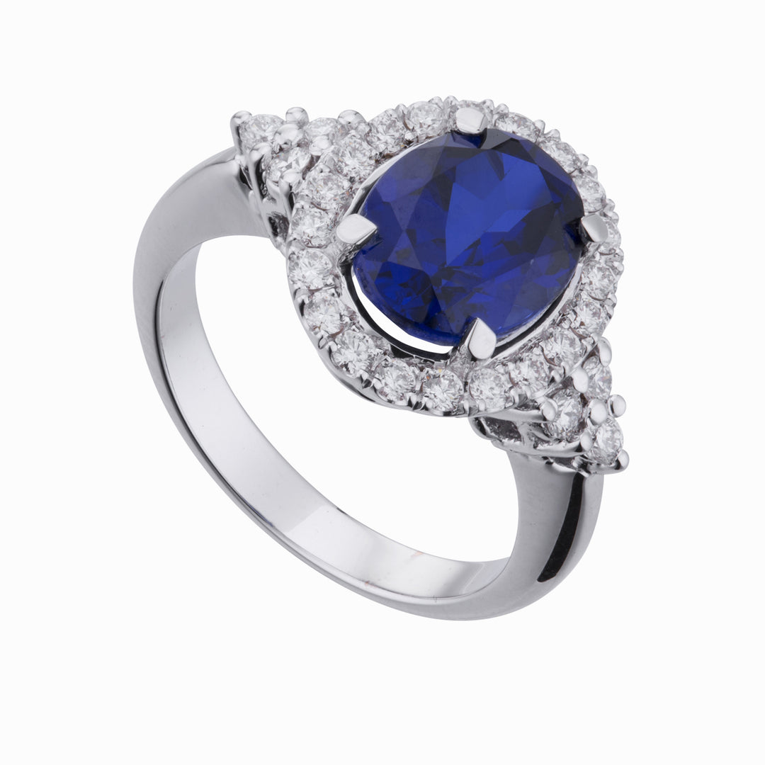 X-Diamond ένα εργαστήριο 18kt g.d. lab ov ζαφείρι 8x10 ct. 2,20 διάμ. 0,50 LXDACLC131DZFRO4