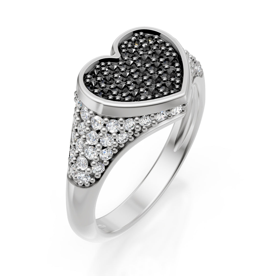 World Diamond Group pinky sydänsormus koko 10 pave d.bk+d.bianchi ob ACH004DIBKPB-24052110213