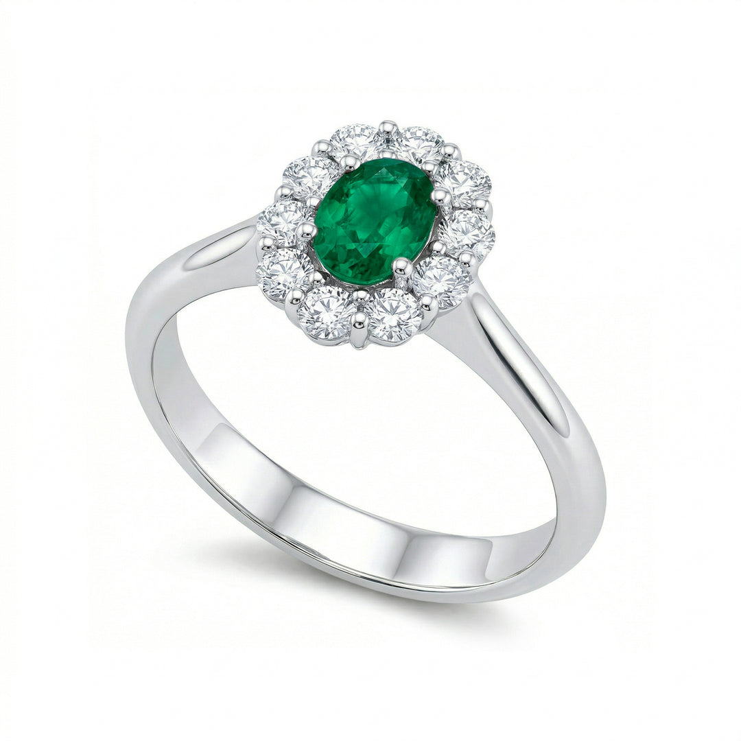 Inel oval de smarald Golay 6x4 și diamante ACL042DISM-25143110282