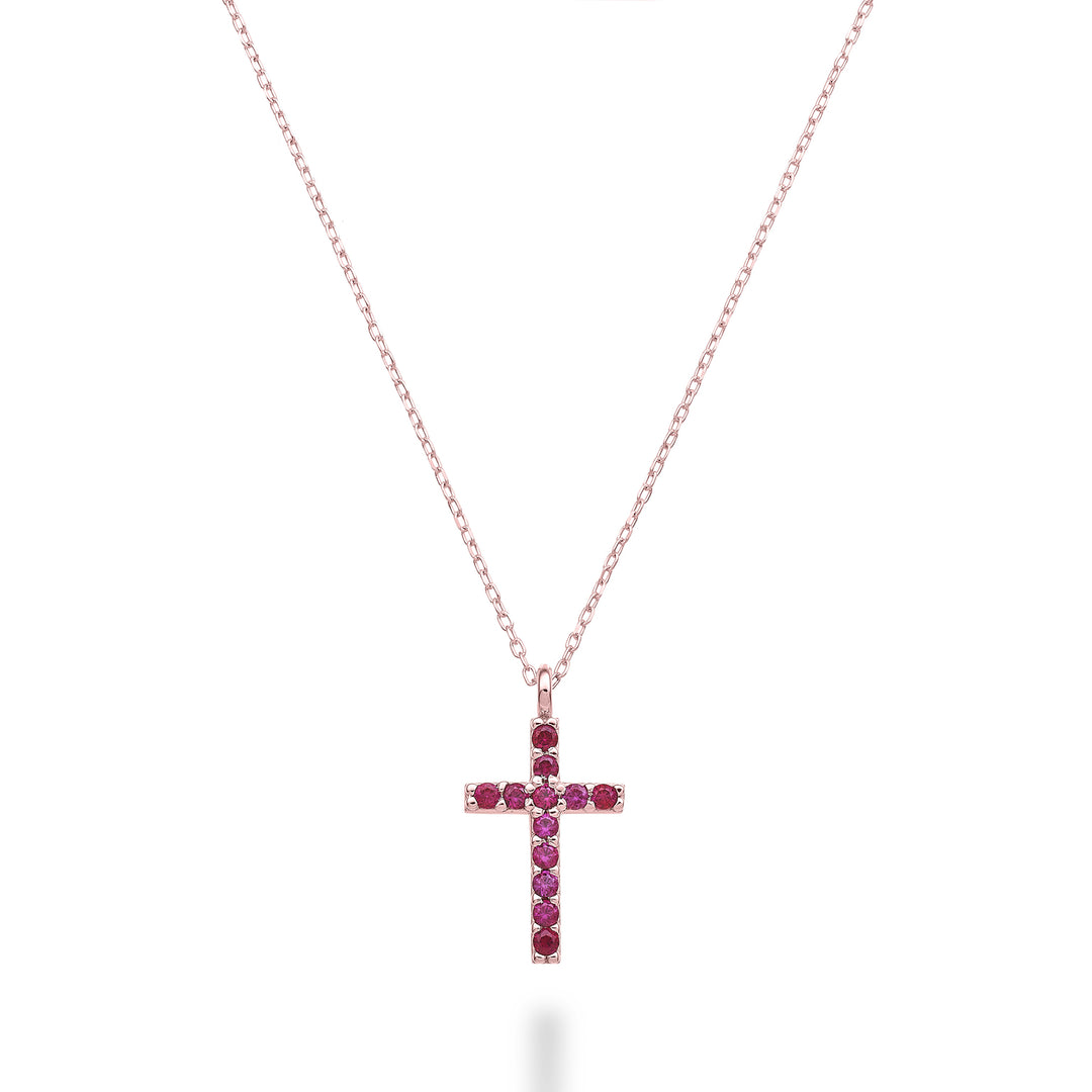 Nihama cl 18k cruz tamanho 3 ouro rosa com rubis 0,15 ct NDCRO3O3RBR
