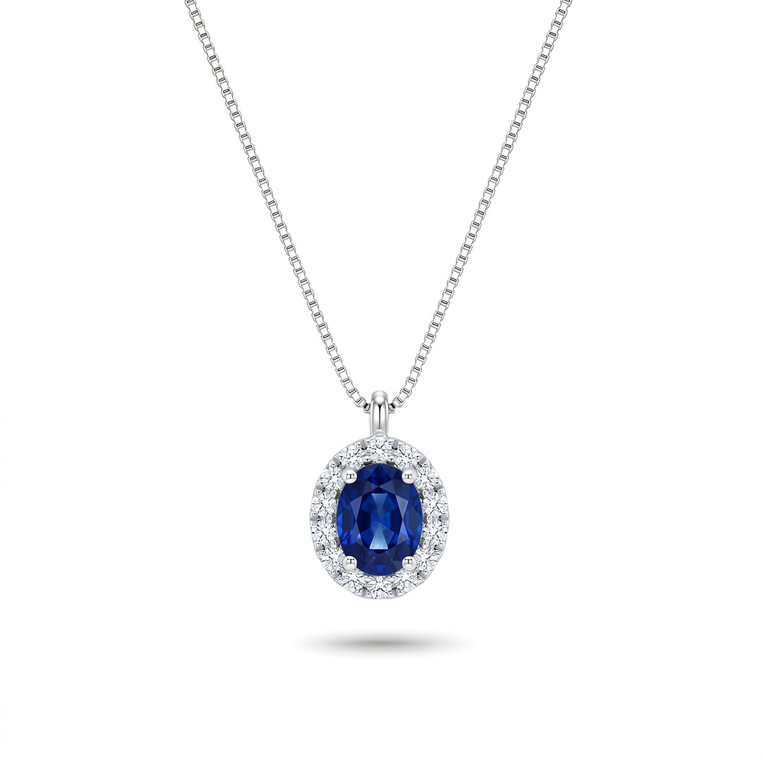 Mikiko cl 18k οβάλ ζαφείρι 5x4 με διαμαντένιο περίβλημα MD5202O4ZFN