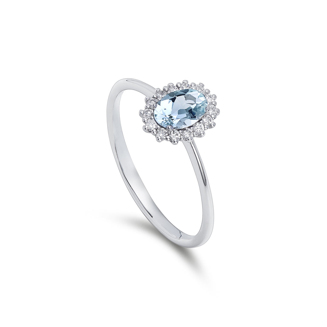 Nihama una aguamarina ovalada de 18k 6x4 ct.0,30 diam. 0,13 quilates NA5141O4AM