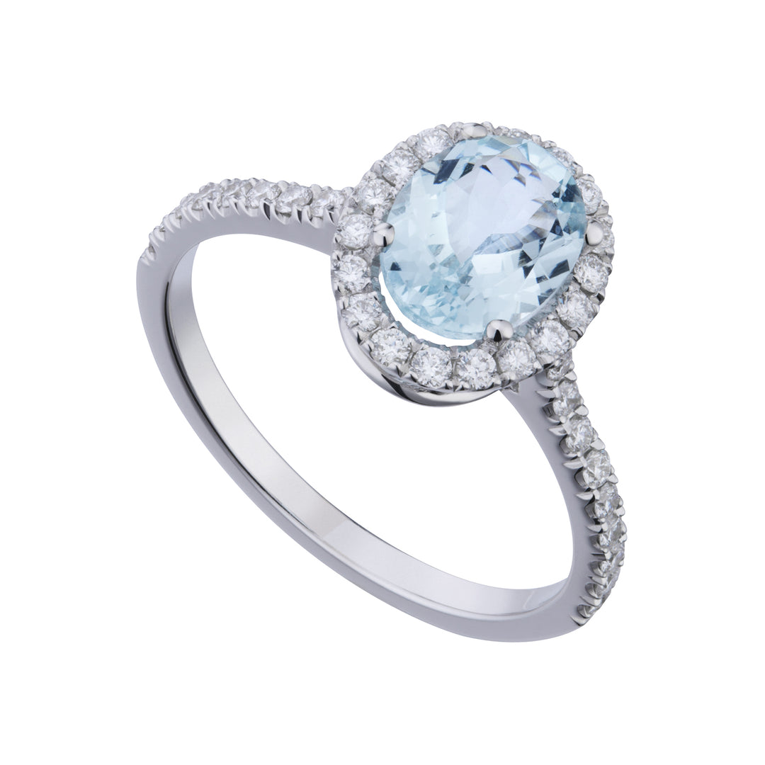World Diamond Group soikea akvamariinisormus 9x7 ja timantteja ACLC070DIAQ5-23072110069