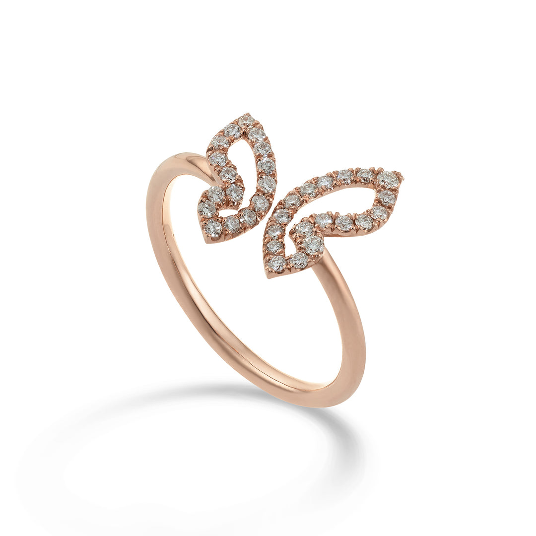 Golay mariposa ring met kleine vlinder en diamanten AFFA003DI-22236110014
