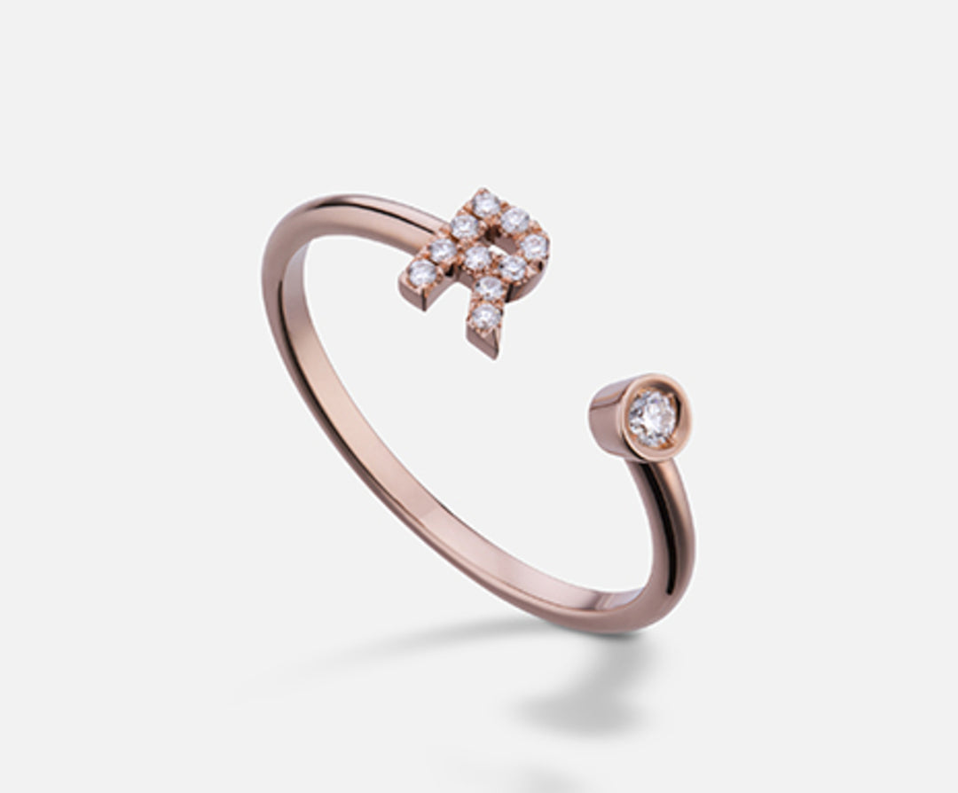 Golay an 9k letter r small rose gold diam. ct.0.08 GAFRD1R3