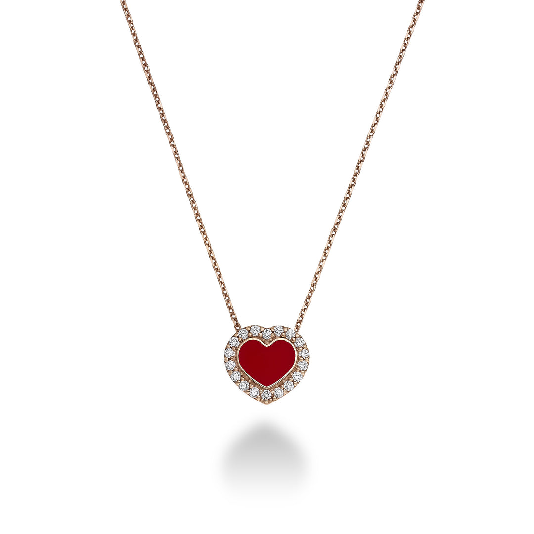 Mikiko cl 9k 0,24 ct inimă mare email roșu MD5079R3BR024