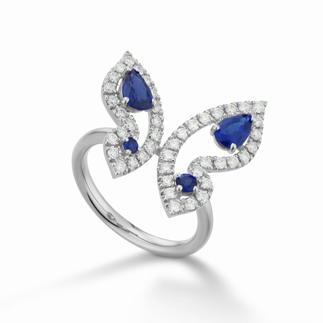 Inel mare fluture Golay mariposa cu diamante și safire AFFA008DIZB-22258110064