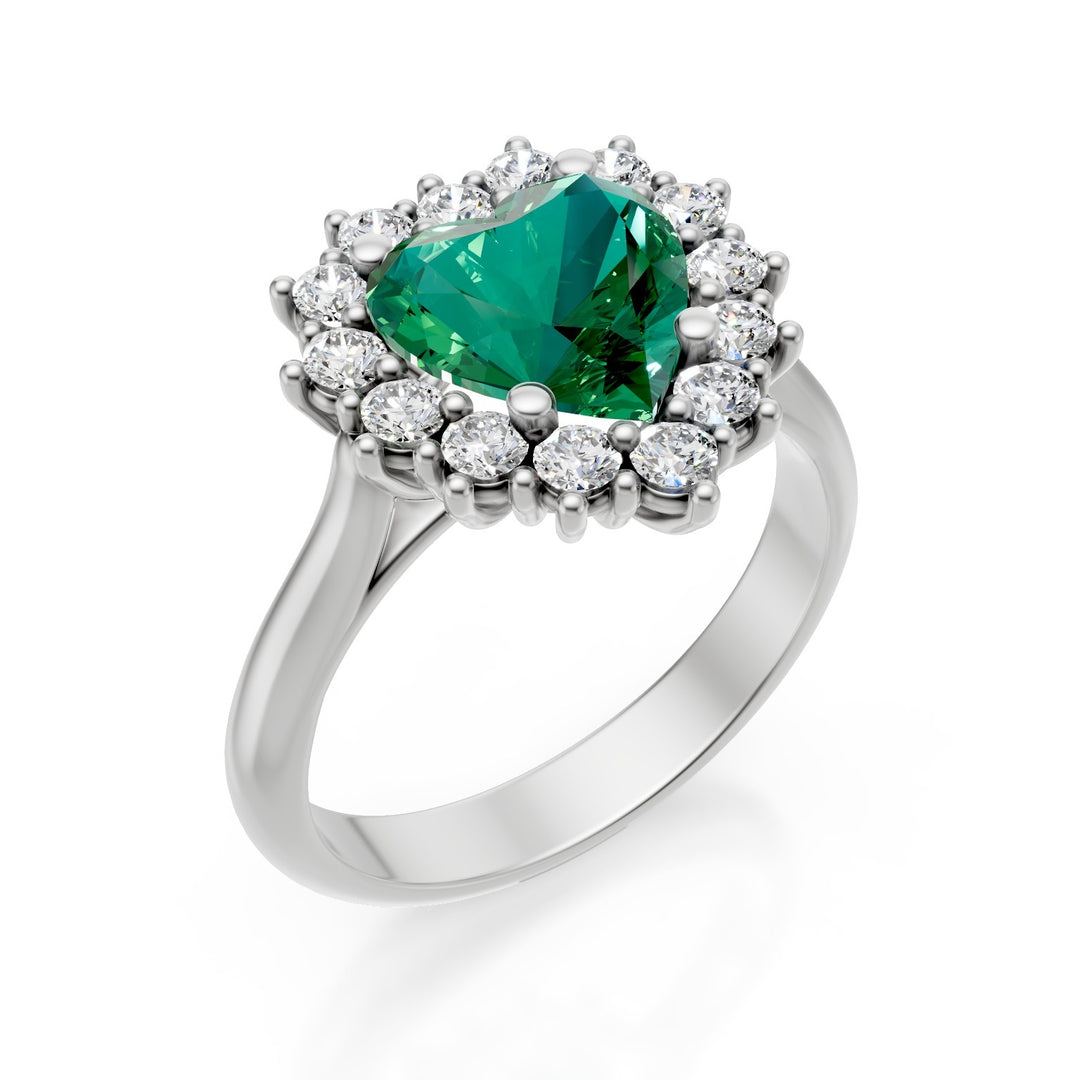 Inel inimă de smarald Golay 8x8 contur de diamant ACLC727DSM88-25196110378