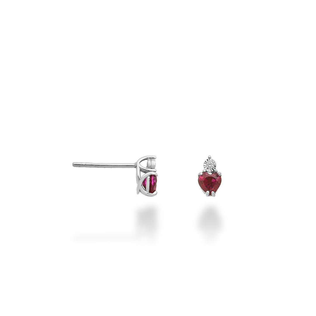 Mikiko or 18k ruby 4x4 heart with diamond MO5179O4RBR