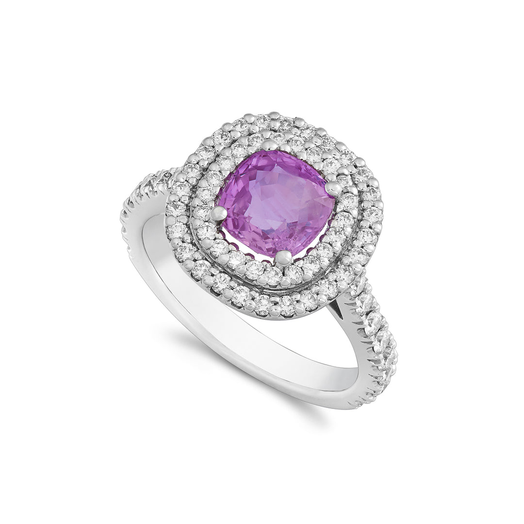 Golay ring met zaffroze kussen 7x7 dubbele contouren en APU466DIZP-22049110004