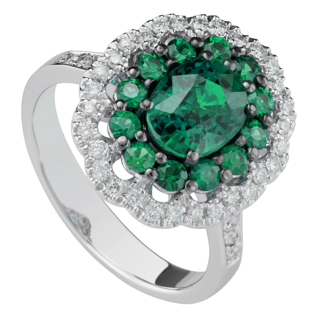 Bague émeraude ovale Golay 8x6 double cont. émeraude+diam ACLC051SMDI-18208110015