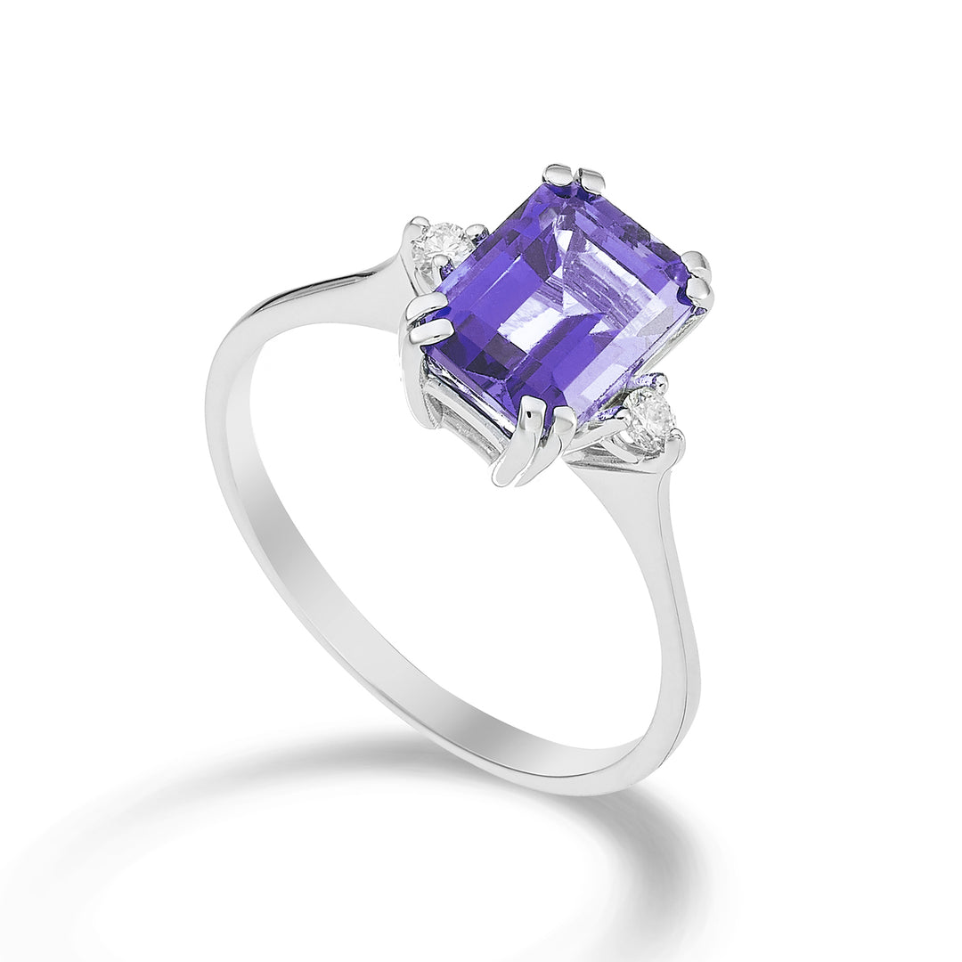 Mikiko, ein achteckiger Amethyst aus 18 Karat, 8 x 6 ct., 1,30 Durchm. ct.0,06 MACL090DIAMET3O4