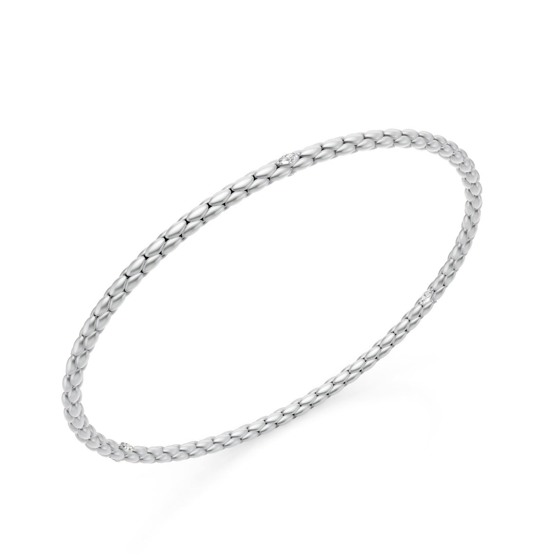Bracelet Golay en platine, avec maillon à chevrons et trois éléments avec deux diamants marquise chacun 16,5 cm GBR039E3PTDI-165