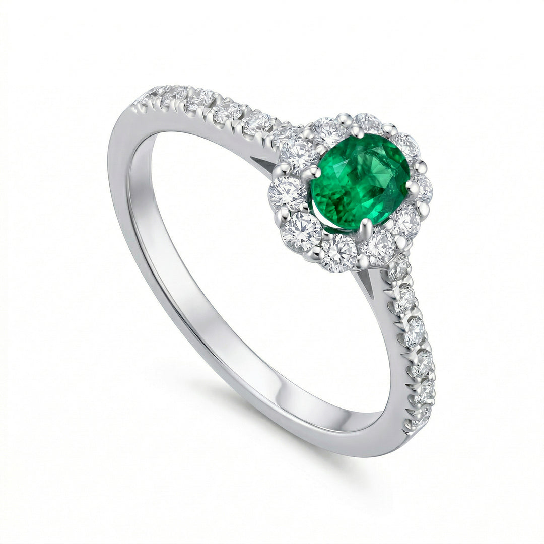 Bague émeraude ovale Golay 6x4 contour et tige inc ACLC042DISM-25143110315
