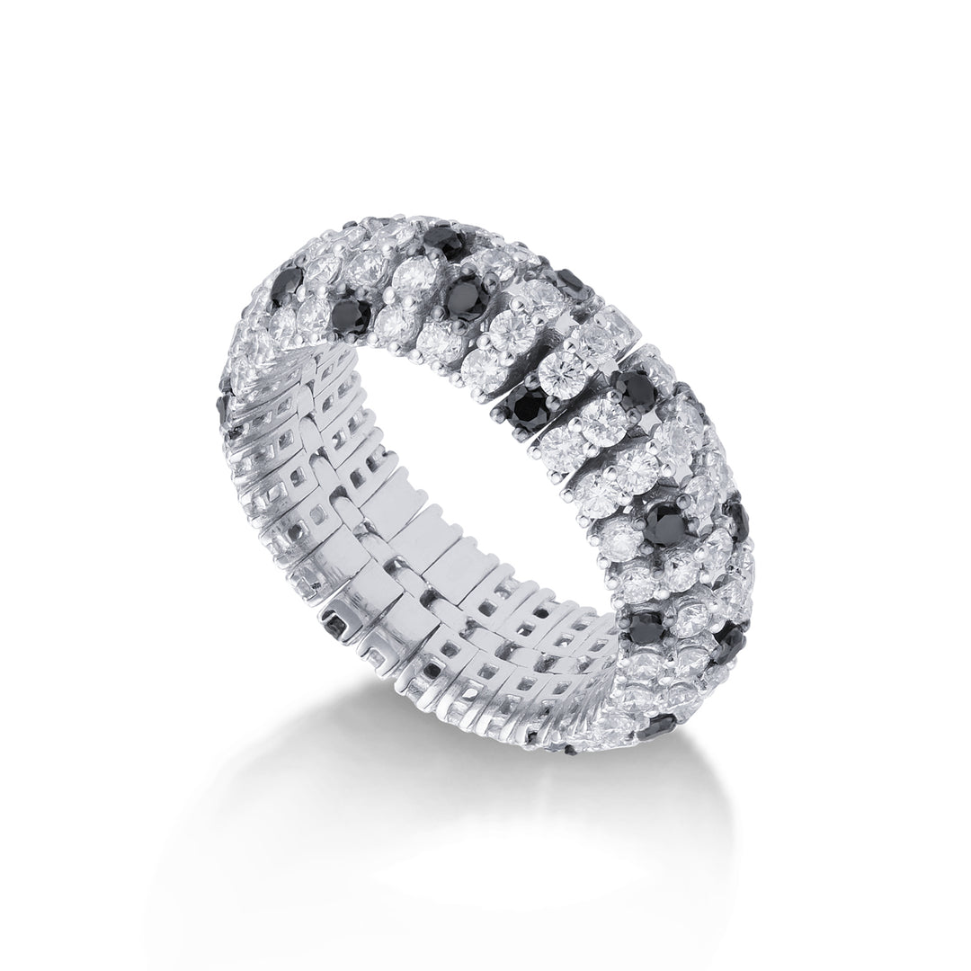 Golay bandring 5 rijen pavé witte en zwarte diamanten APV030DIBK-21351000008